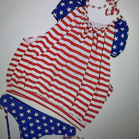 Women Two Piece High Waisted Bikini Set American Flag Swimsuits Bathing Suit 2XL - Picture 5 of 6
